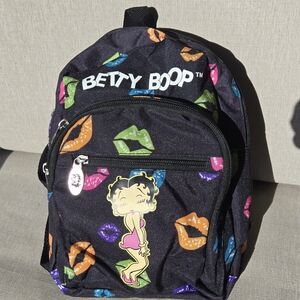 Betty Boop Black Backpack with Colorful Lips